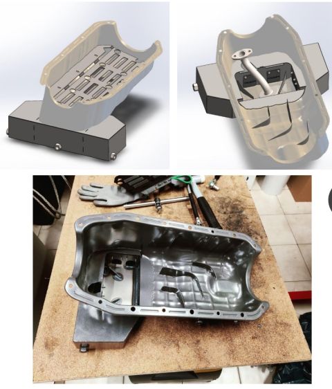 Oil pan extension with baffles